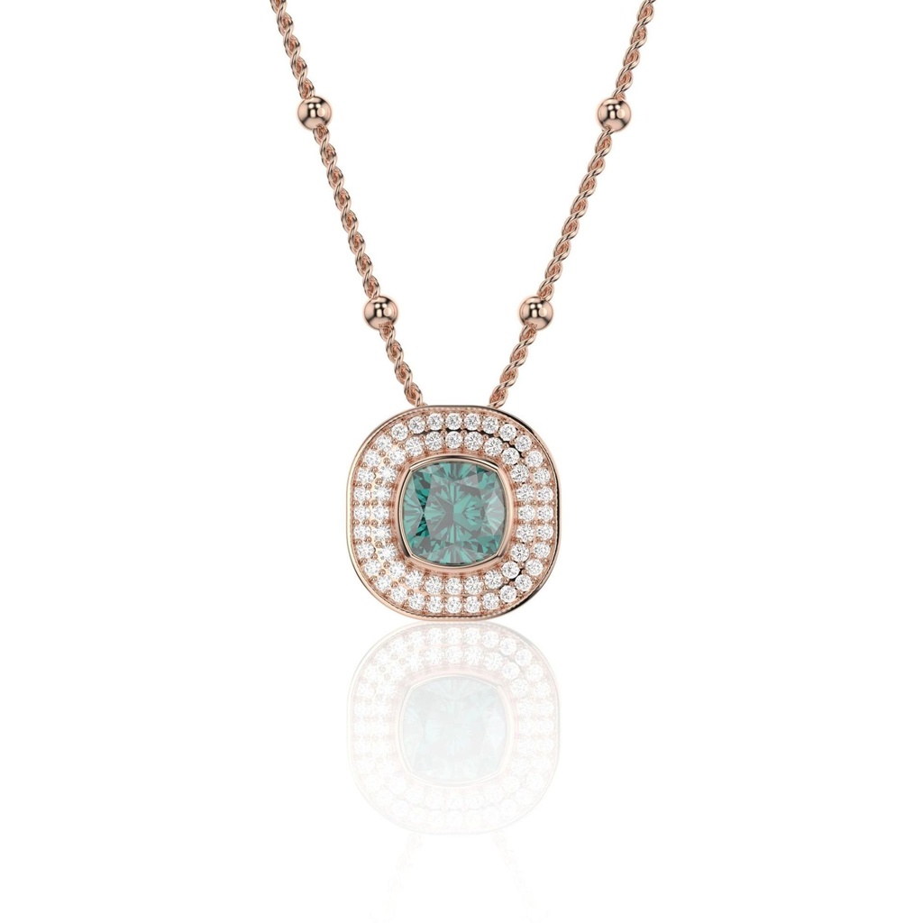Cushion Shape Diamond Necklace for Women