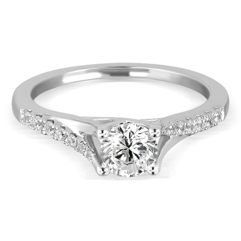 Round Cut Solitaire With Accents Engagement Ring For Women
