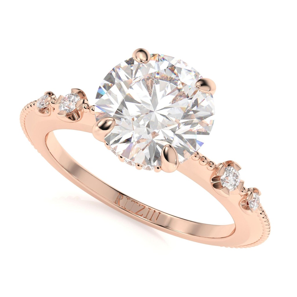  Round cut Rose gold  engagement ring women cluster engagement ring unique diamond ring Bridal Promise Anniversary gift ring