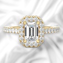 Emerald Cut Diamond Halo Engagement Ring For Women