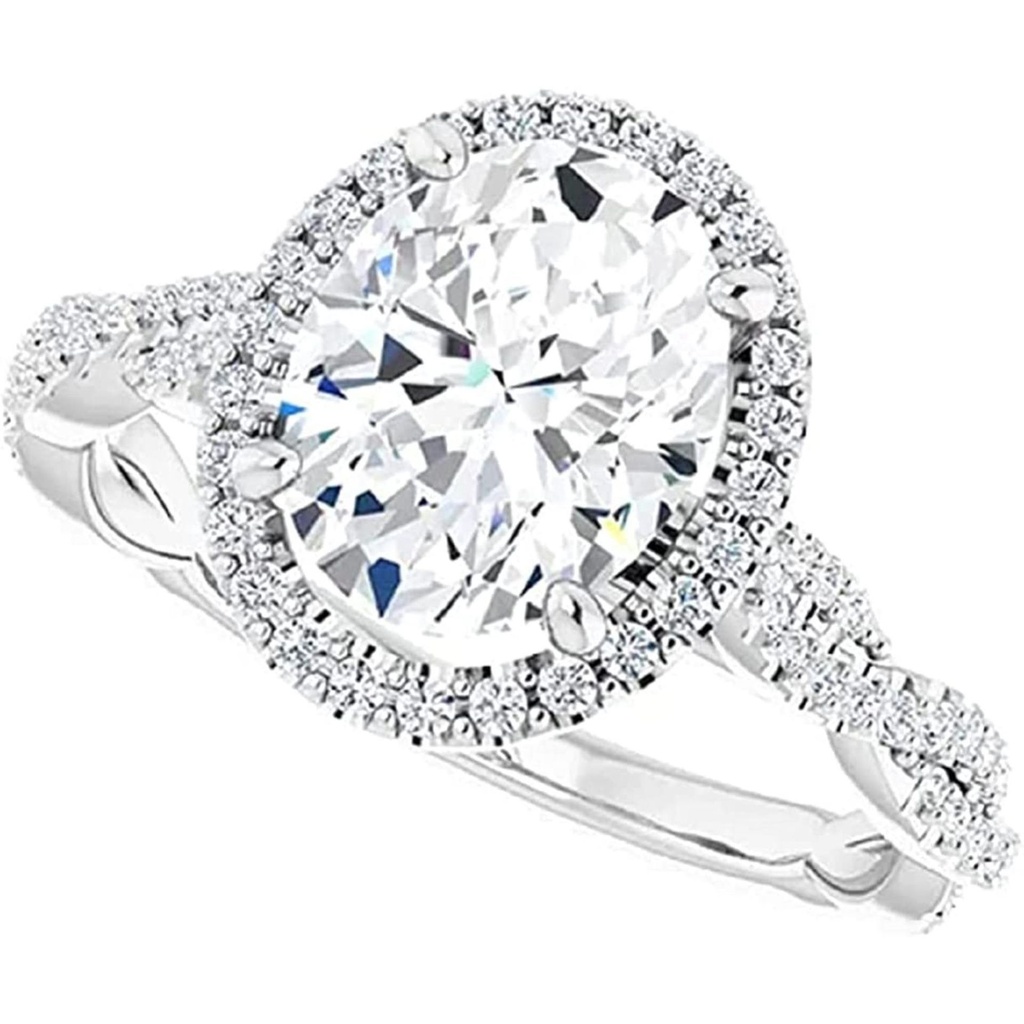  Oval Cut Diamond  Halo Engagement Ring For Women