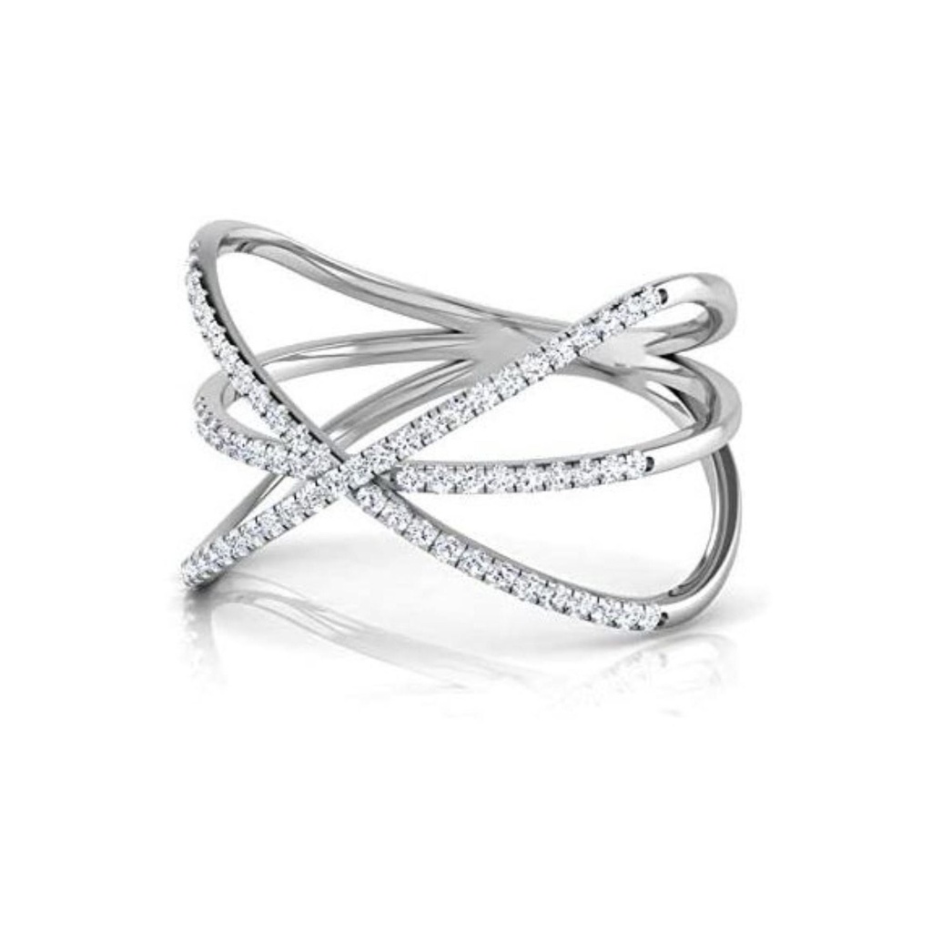 Round Diamond Criss Cross Ring for Women