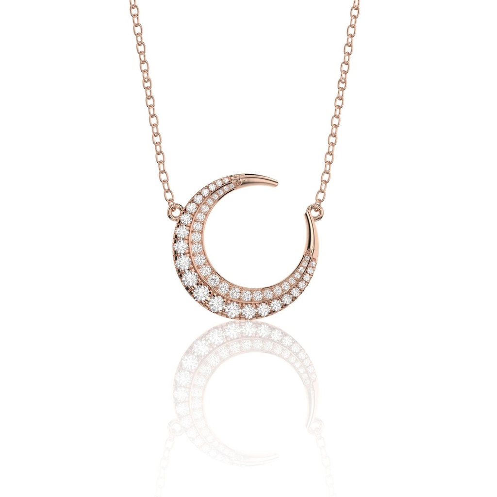 Half Moon Diamond Pendant, Engagement Necklace, Bridesmaid Gifts, Bridal Jewelry For Women, Dainty Moon Necklace