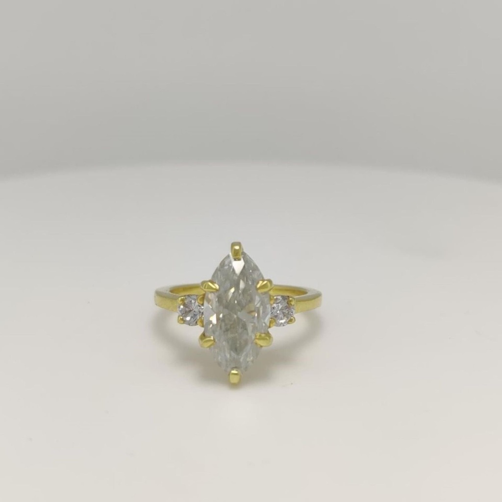 Marquise Diamond 3 Stone Engagement Ring for Women