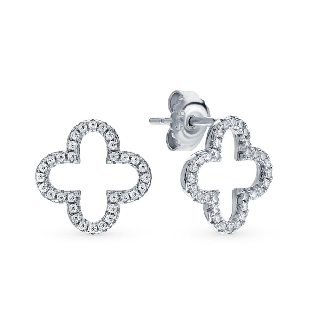 Four Leaf Clover Earring, Half Four Leaf Clover Stud Flower Earring  Gift For Her
