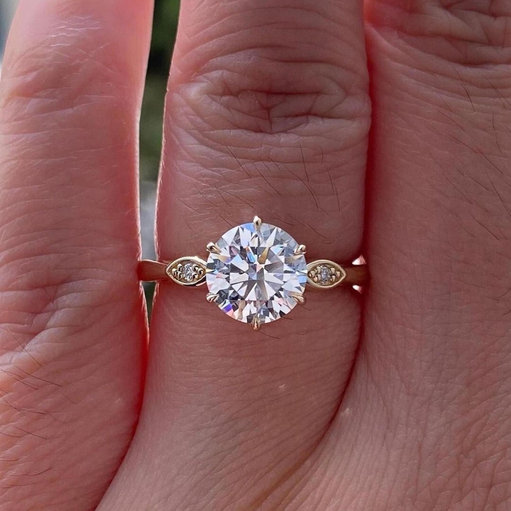 Round Cut  Diamond Ring Solitaire Round Lab Diamond Ring Cathedral Setting Diamond Engagement Ring 1st Anniversary Gift