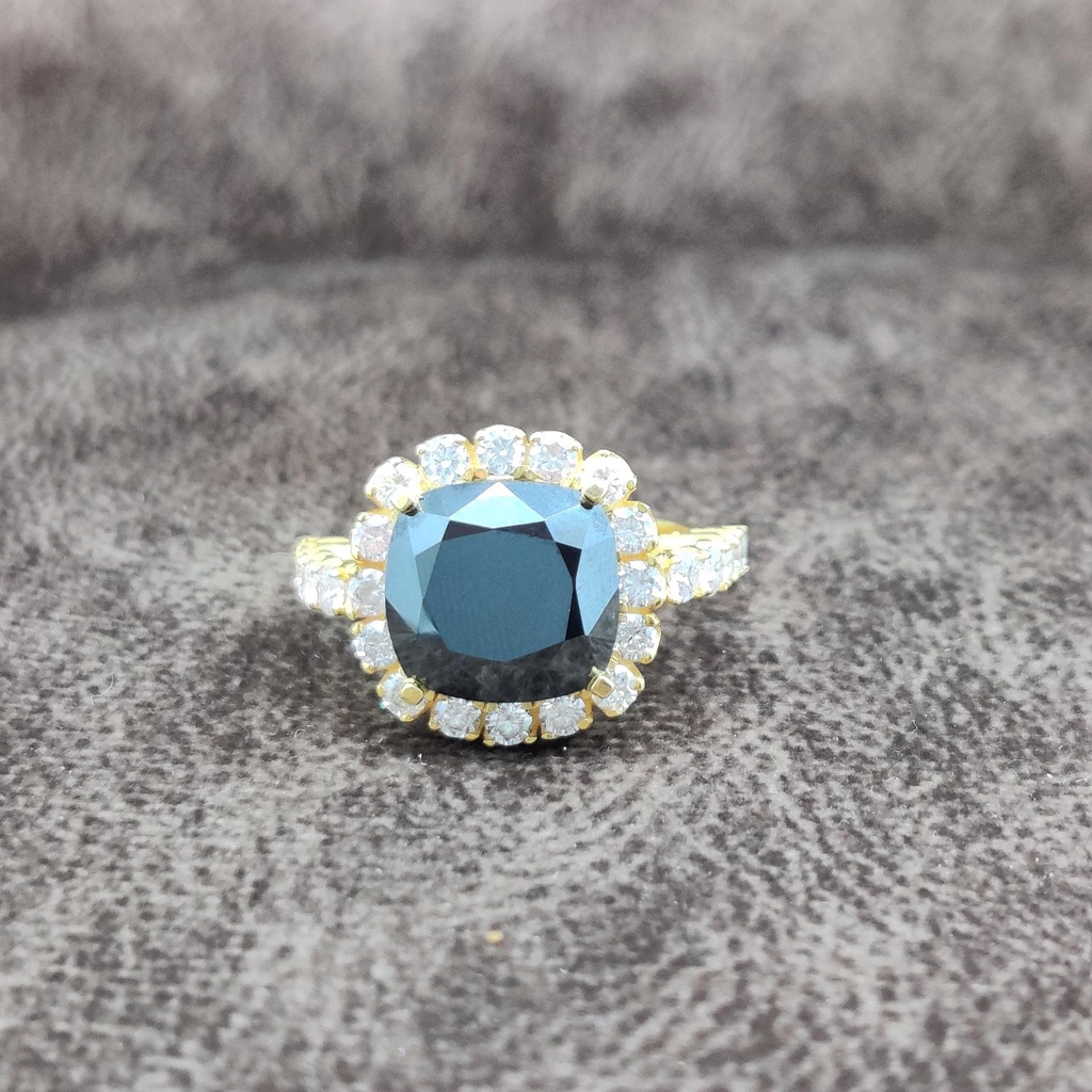 Cushion Diamond Hidden Halo Engagement Ring for Women