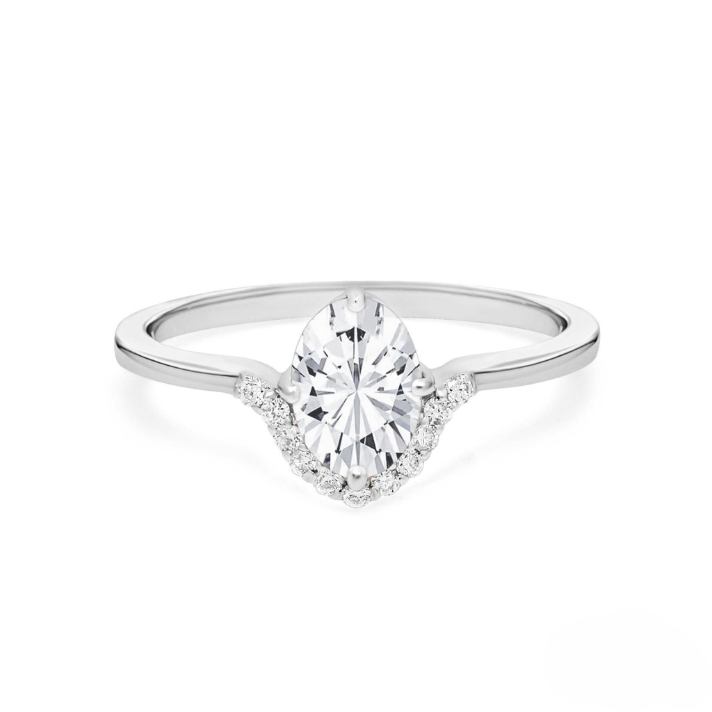 Oval Diamond Ring, Unique Engagement Ring ,Curved Wedding Ring, Conflict  Bridal Ring ,Gift for Her