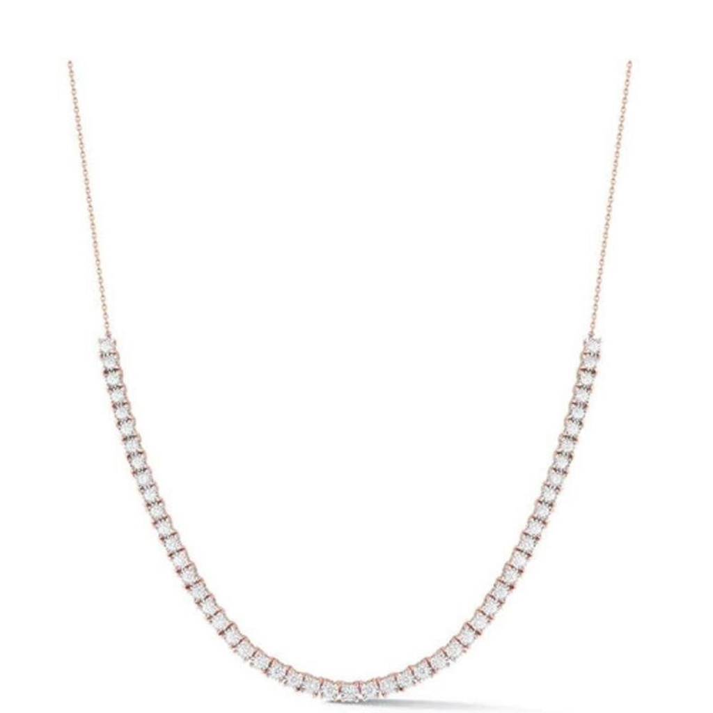 Tennis Necklace,  Round Cut Diamond Necklace, Pretty Tennis Necklace Gift, Gold Necklace Gift 4 Women, Luxury Gift
