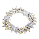 Round Diamond Cuban Chain Hip Hop Bracelet, Sterling Silver Gold Diamond Bracelet 