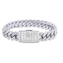 Emerald & Round Diamond Cuban Chain Hip Hop Bracelet, Sterling Silver 14K Plated Gold VVS Diamond Bracelet For Birthday Gift