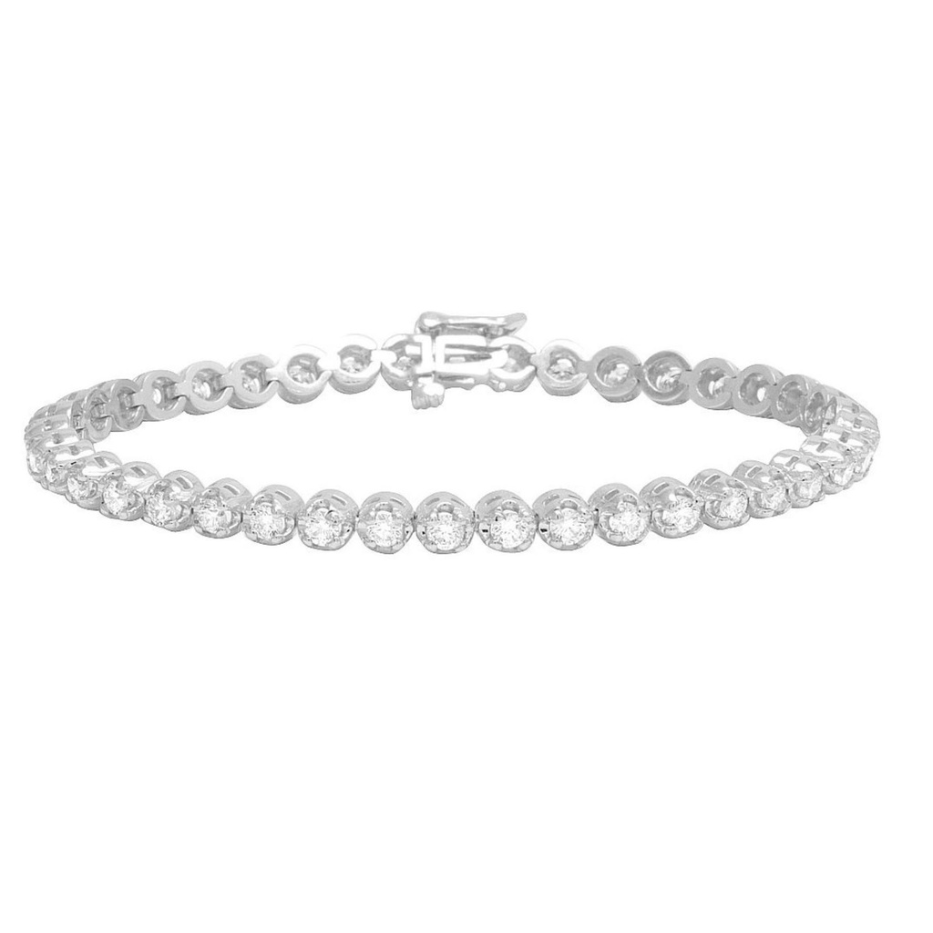 Round Diamond Tennis Hip Hop Bracelet, Sterling Silver  Plated Gold Diamond Bracelet For Birthday Gift