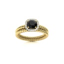 Round Cut Halo Black And White Diamond Bridal Set Ring 
