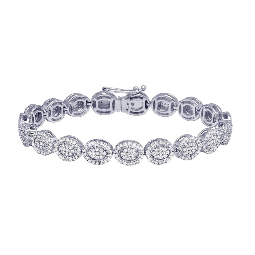 Round  Diamond Tennis Hip Hop Bracelet, Sterling Silver  Plated Gold Diamond Bracelet For Birthday Gift