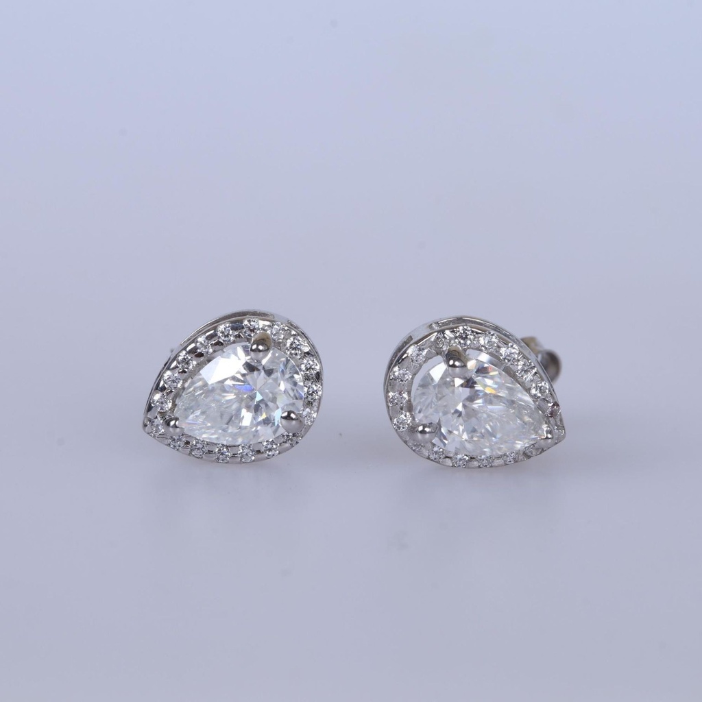  Pear Cut Diamond Halo Stud Earrings For Women