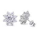 Round Cut Diamond Floral Stud Earrings For Women