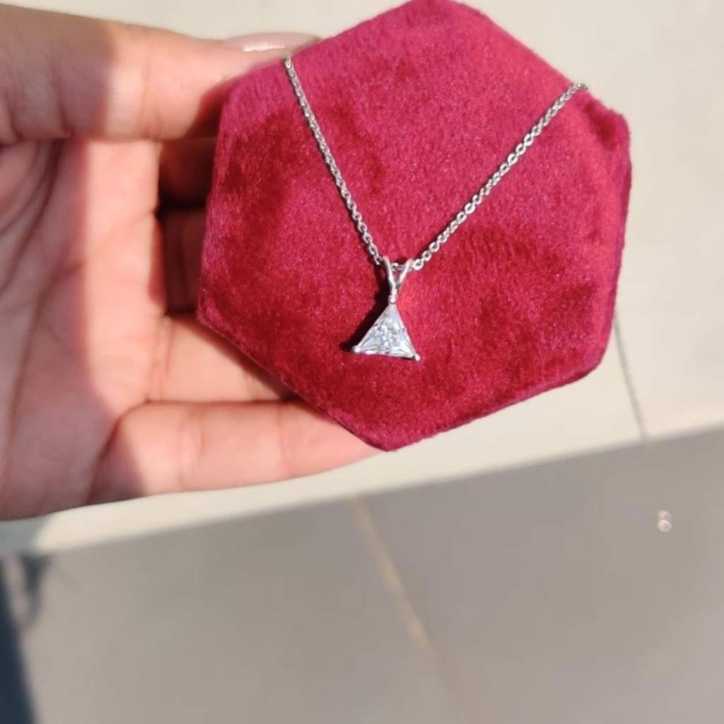 Triangle Cut Stone Solitaire Necklace For Women