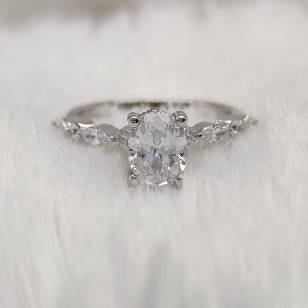 Oval Cut Diamond Hidden Halo Engagement  Ring For Women