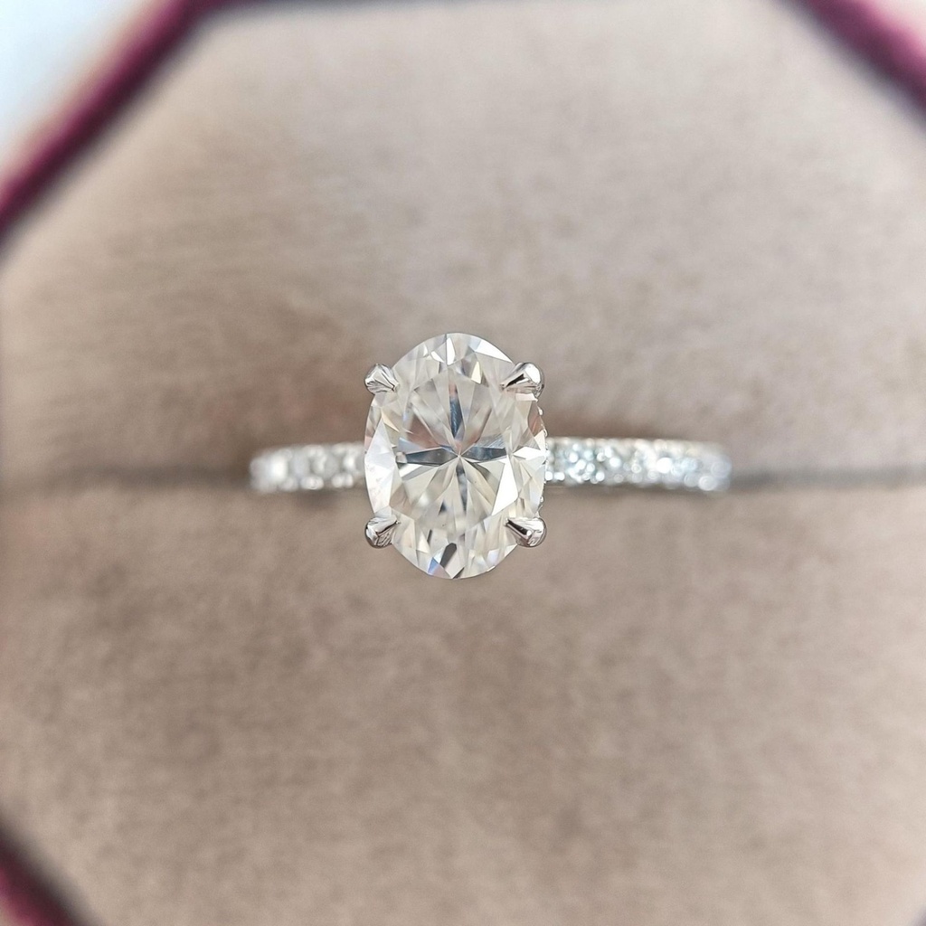 Oval Cut Diamond Hidden Halo Engagement Ring For Women