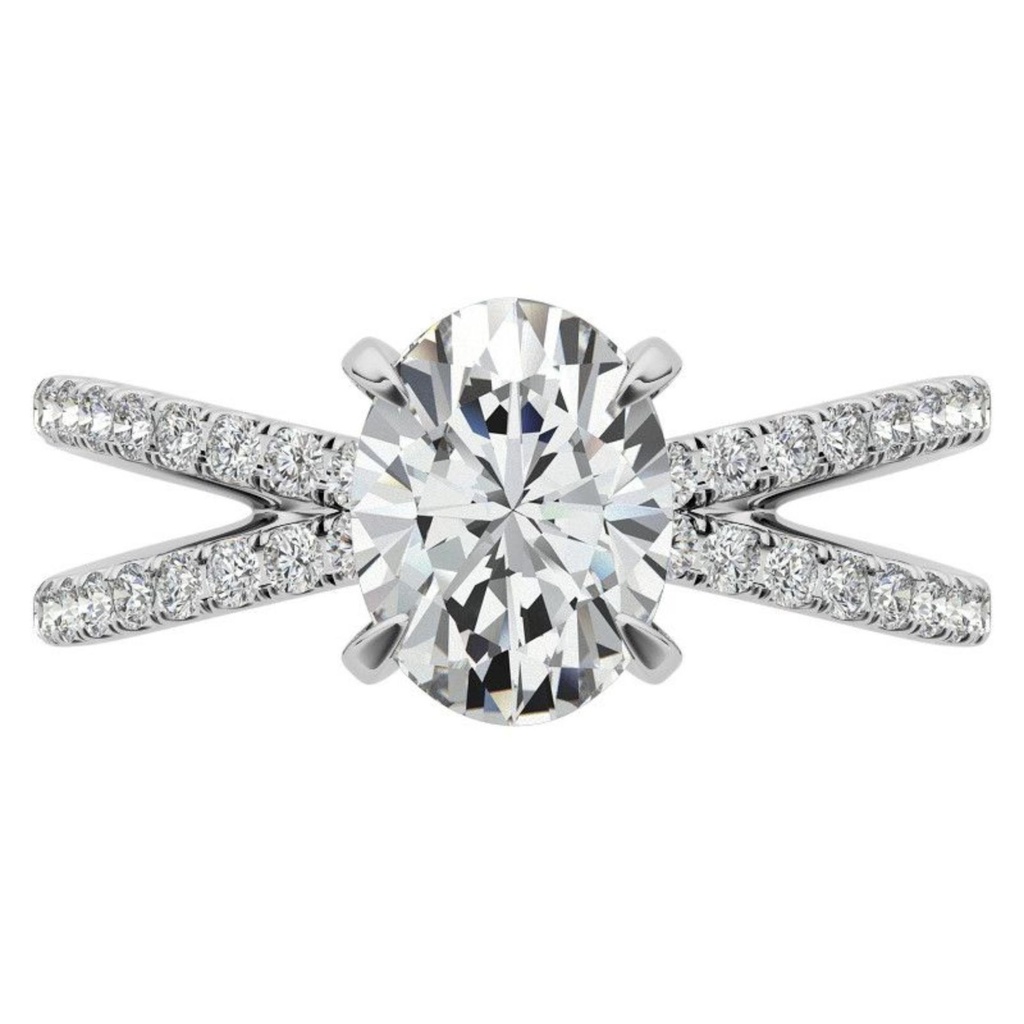 Oval Cut Diamond Split Shank Anniversary Ring for Women