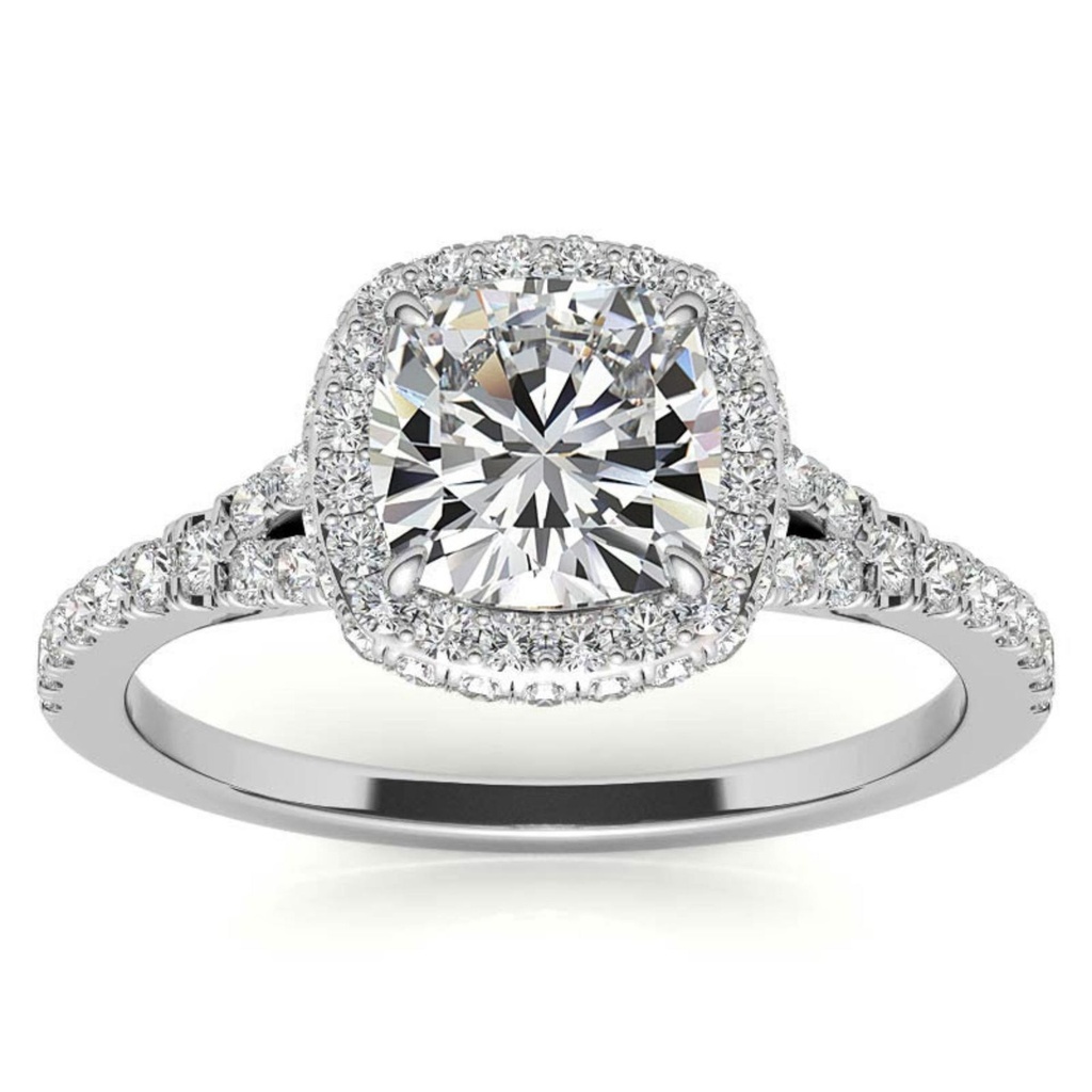 Cushion Cut Diamond Hidden Halo Anniversary Ring for Women