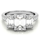 Emerald 3 Stone Cut Diamond Engagement Ring for Women