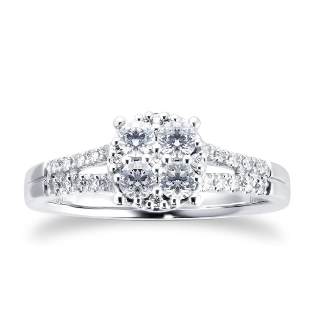 Round Diamond Cluster Wedding Ring for Women