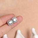Round Diamond Halo Style Stud Earrings For Women