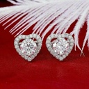 Round Diamond Heart Design Halo Stud Earring For Women