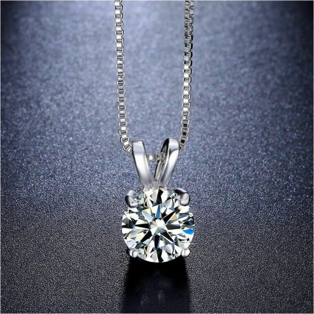  Round Cut Diamond Solitaire Wedding Necklace For Women