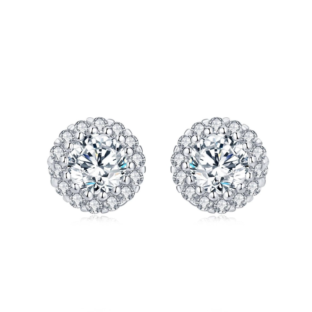  Round Cut Diamond Halo Stud Earring For Women