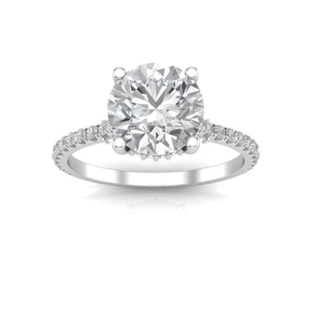 Round Cut Diamond Hidden Halo Engagement Ring for Women
