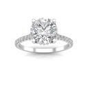 Round Cut Diamond Hidden Halo Engagement Ring for Women
