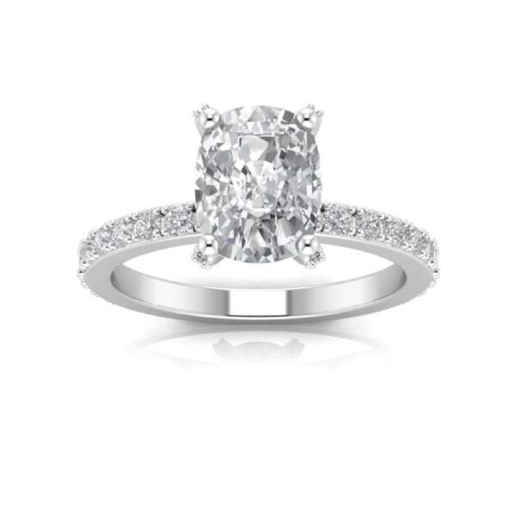  Elongated Cushion Cut Diamond Engagement Ring for Women