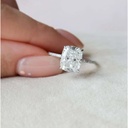 Elongated Cushion Cut Diamond Hidden Halo Engagement Ring for Women