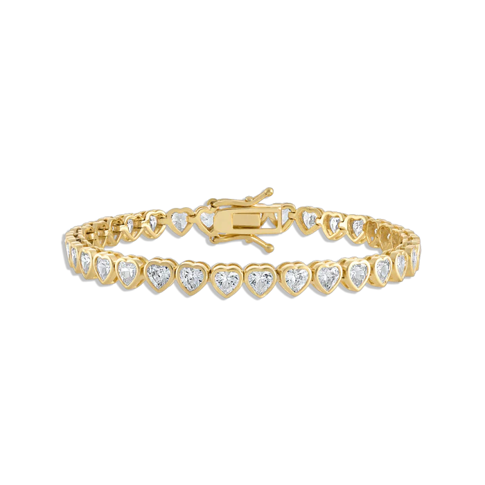 12MM Heart Bezel Tennis Bracelete 