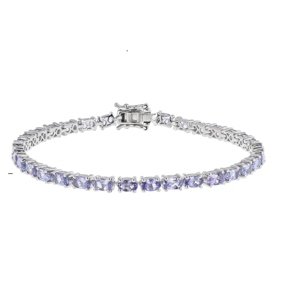7x5 mm Purple Oval Cut Diamond Tennis Bracelet For Women