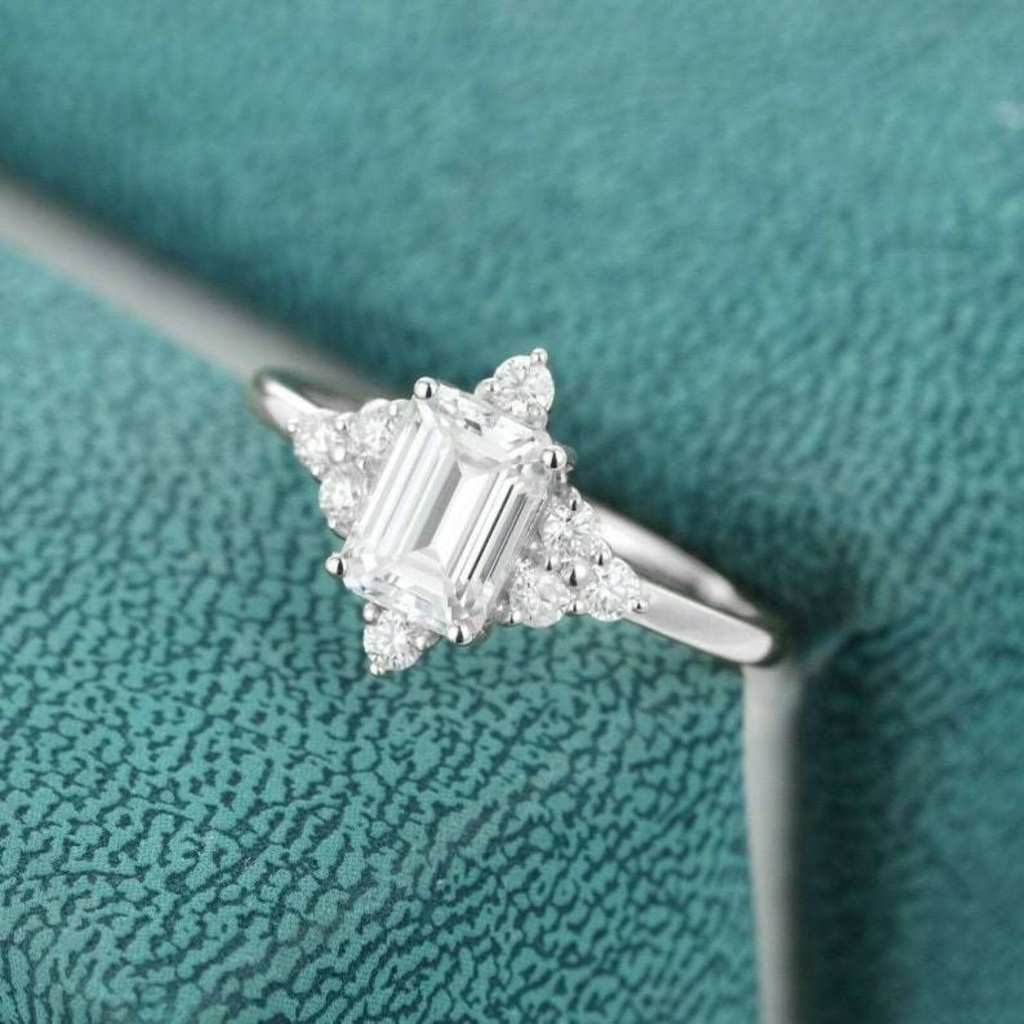  Emerald Cut Unique Ring Gift For Women