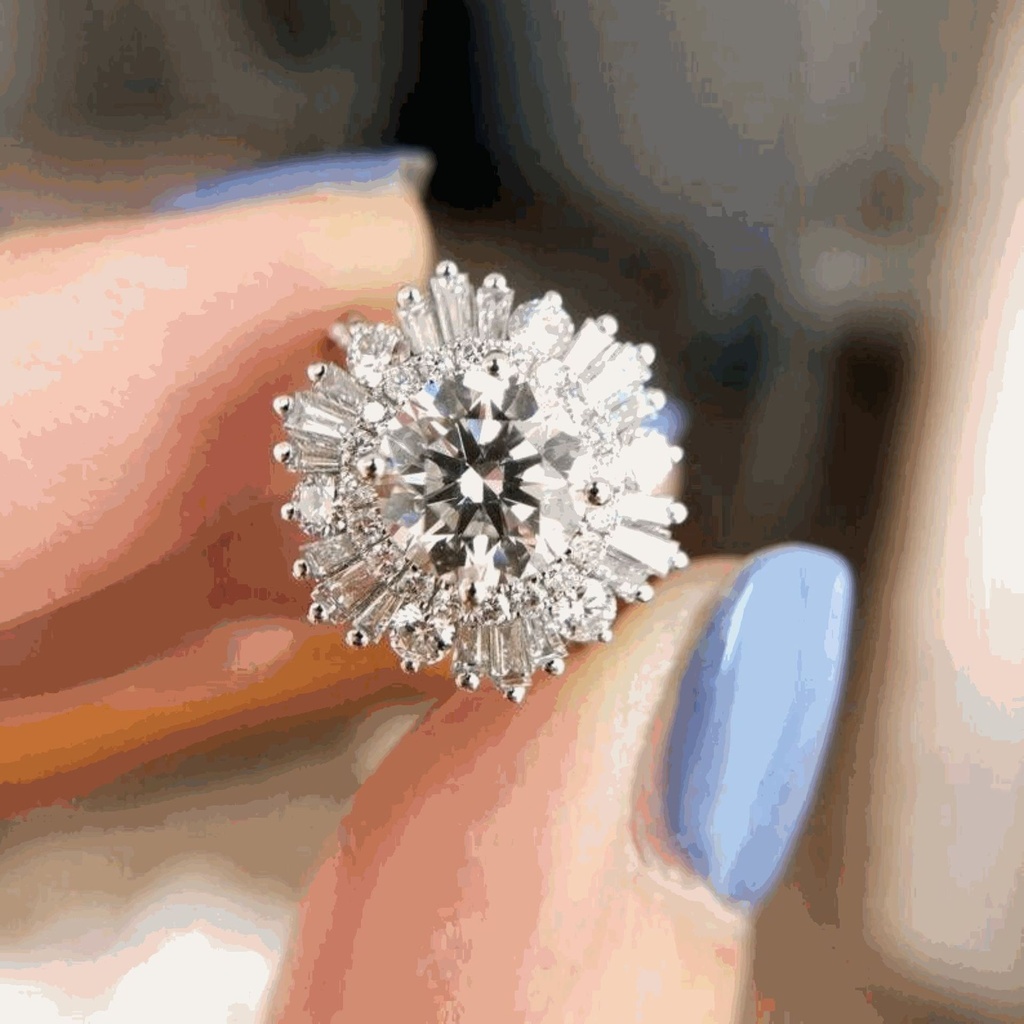  Round Cut Diamond Art Deco Engagement Ring For Women