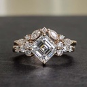  Asscher Cut Diamond Vintage Bridal Ring Set Women