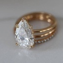  Pear Cut Diamond Hidden Halo Trio Set For Women 