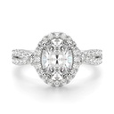 Oval Cut Diamond Halo Twisted Anniversary Ring for Women