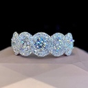 Round Cut Diamond Each Halo 5 Stone Half Eternity Band For Women 