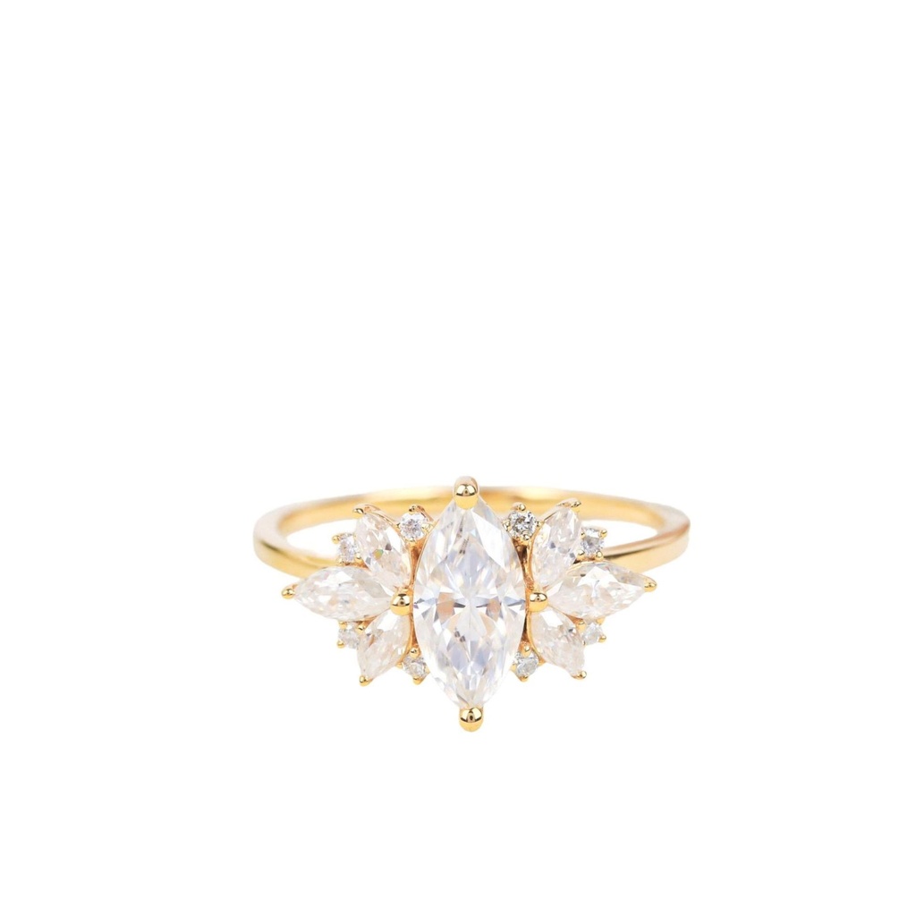 Marquise Cut Diamond Art Deco Anniversary Ring For Women