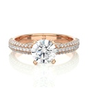 Round Cut Diamond 3 Row Solitaire With Accents Engagement Ring For Women