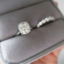 Old Mine Cushion And Round Cut Diamond Unique Style Bridal Set For Women