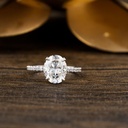 Oval Cut Diamond Hidden Halo Engagement Ring for Women