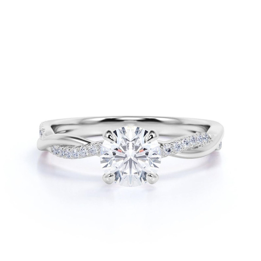 Round Cut Diamond Twisted Anniversary Ring For Women