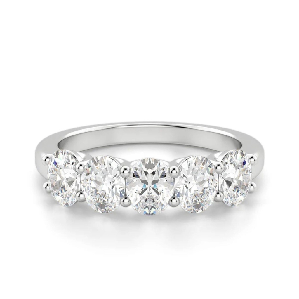 Oval Cut Diamond Five Stone Wedding Band For Women