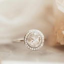 7.5mm Rose Cut Round Moissanite Engagement Ring, Round Halo Wedding Ring, Vintage Inspired Milgrain Bezel Set Anniversary Ring,Stacking Ring